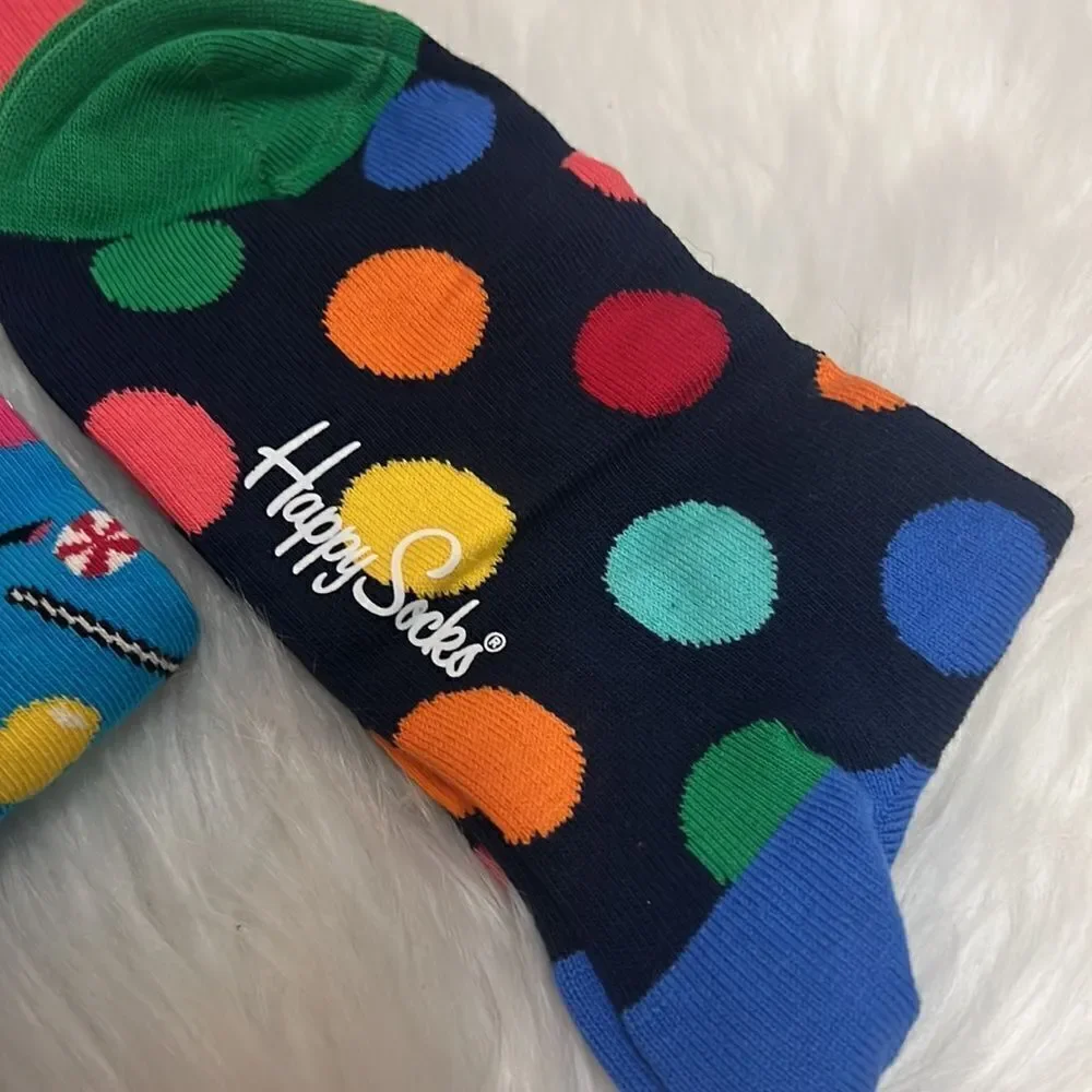 HAPPY SOCKS NWT MENS‎ 8-12/ WOMENS 10-12.5 (lot of 2 pairs).